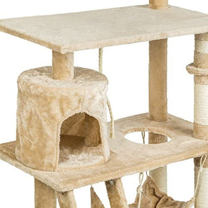Katzen Kratzbaum mit vielen Kuschel- und Spielmöglichkeiten, 141cm hoch, extra breit - Diverse Farben -