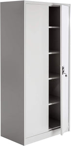 Aktenschrank (Stahlschrank) mit Fächern, abschließbar, 2 Flügeltüren (180x80x40 cm)