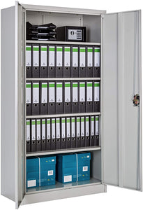 Aktenschrank (Stahlschrank) mit Fächern, abschließbar, 2 Flügeltüren (180x80x40 cm)
