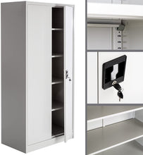 Laden Sie das Bild in den Galerie-Viewer, Aktenschrank (Stahlschrank) mit Fächern, abschließbar, 2 Flügeltüren (180x80x40 cm)