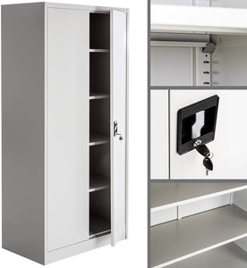 Aktenschrank (Stahlschrank) mit Fächern, abschließbar, 2 Flügeltüren (180x80x40 cm)