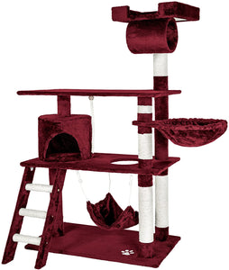 Katzen Kratzbaum mit vielen Kuschel- und Spielmöglichkeiten, 141cm hoch, extra breit - Diverse Farben -