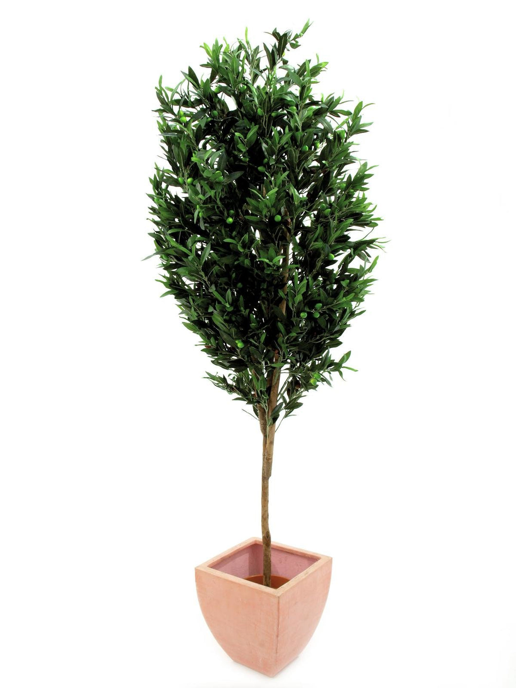Künstlicher Olivenbaum mit Seidenblättern und Olivenfrüchten. Pflegefrei. 200 - 250 cm.