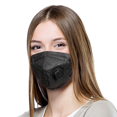 Ventil-Gesichtsmaske schwarz. Black-Label. 5-lagig.