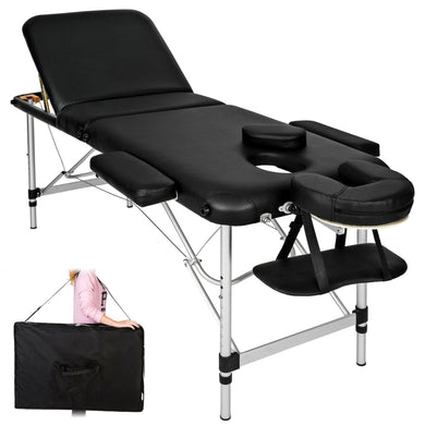 Aluminium-Massageliege Massagetisch Massagebank, 3 Zonen klappbar inkl. Tasche