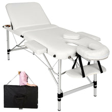 Laden Sie das Bild in den Galerie-Viewer, Aluminium-Massageliege Massagetisch Massagebank, 3 Zonen klappbar inkl. Tasche