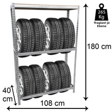 Laden Sie das Bild in den Galerie-Viewer, Reifenregal 1,80 m - Schwerlastregal 795 kg Traglast für 8 Reifen und mehr
