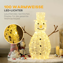 Laden Sie das Bild in den Galerie-Viewer, Schneemann Weihnachtsdeko mit LED-Beleuchtung warmweiß, 90cm