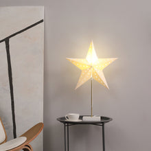 Laden Sie das Bild in den Galerie-Viewer, Tischlampe Weihnachtsstern Lampe Papierstern Lampe Leuchtstern weiß+gold, 71cm hoch
