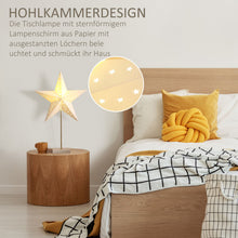 Laden Sie das Bild in den Galerie-Viewer, Tischlampe Weihnachtsstern Lampe Papierstern Lampe Leuchtstern weiß+gold, 71cm hoch