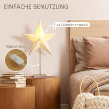 Laden Sie das Bild in den Galerie-Viewer, Tischlampe Weihnachtsstern Lampe Papierstern Lampe Leuchtstern weiß+gold, 71cm hoch