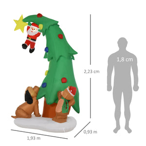 Aufblasbarer Weihnachtsbaum Weihnachtsmann mit LED-Beleuchtung, selbstaufblasend, 223cm