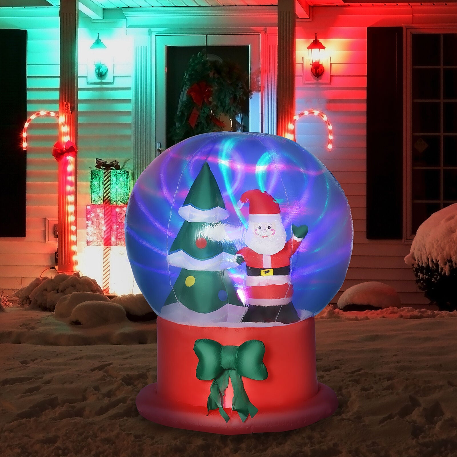 Weihnachtsdeko Aufblasbar Gemmy Aufblasbarer Weihnachtsmann-Schlitten – 1,7 M Hoch, Mit LED-Beleuchtung, Selbstaufblasend, In- & Outdoor