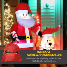 Laden Sie das Bild in den Galerie-Viewer, Aufblasbarer Weihnachtsmann mit Hund, 157cm mit LED-Beleuchtung. Weihnachten Deko Luftfigur