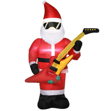 Laden Sie das Bild in den Galerie-Viewer, Aufblasbarer Weihnachtsmann mit Gitarre, 215cm mit LED-Beleuchtung. Weihnachten Deko Luftfigur