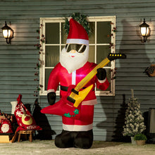 Laden Sie das Bild in den Galerie-Viewer, Aufblasbarer Weihnachtsmann mit Gitarre, 215cm mit LED-Beleuchtung. Weihnachten Deko Luftfigur