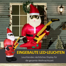 Laden Sie das Bild in den Galerie-Viewer, Aufblasbarer Weihnachtsmann mit Gitarre, 215cm mit LED-Beleuchtung. Weihnachten Deko Luftfigur