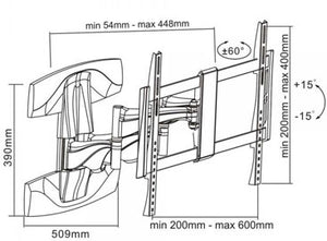 Wandhalterung (Designer-Modell) bis 152cm/60" und 45 kg. Besonders edel! High-End Produkt.