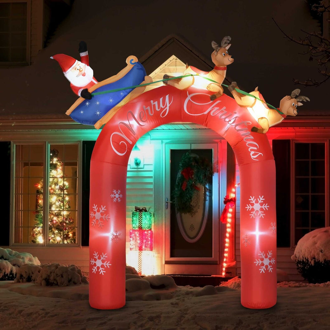 Aufblasbarer Weihnachtsbogen mit Rentierschlitten, 270 cm mit LED-Bele – Premium Box GmbH