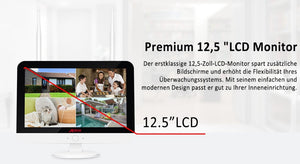 Überwachungskamera 4x Livebild Kamera Set mit 31 cm Monitor. 5 Megapixel. Schwenkbar. App.