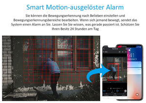 Überwachungskamera 4x Livebild Kamera Set mit 31 cm Monitor. 5 Megapixel. Schwenkbar. App.