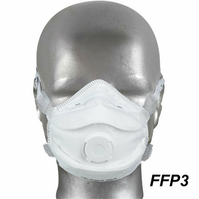 Atemschutzmaske extrem. Schutzklasse FFP3. Mit Ventil und Nasenclip.