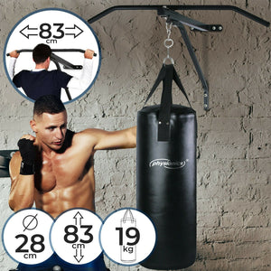 Boxsack mit Klimmzugstange Set Wandhalterung Gefüllt Sandsack Boxen Punching Bag