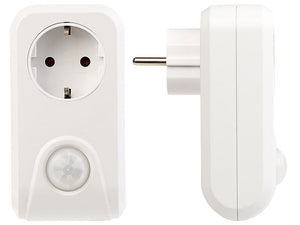 Bewegungsmelder Stecker: Steckdose mit PIR-Bewegungsmelder, 3.680 Watt Schalt-Leistung (Lichtsensor Steckdose)