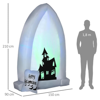 Aufblasbarer Grabstein Halloweendeko mit Lichtprojektion und Gebläse 1,50 x 0,90 x 2,10 m