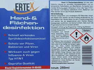 50% reduziert: Handdesinfektion  0,25 Liter Händedesinfektionsmittel wirkt z.B. gegen SARS CoV2 (Covid19)