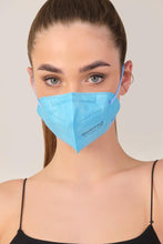 Laden Sie das Bild in den Galerie-Viewer, FFP2 Hellblau Atemschutzmasken Sondermodell 5-lagig. (CE2841 EN 149:2001 + A1:2009)