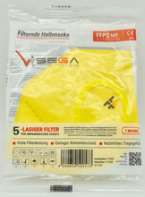 Laden Sie das Bild in den Galerie-Viewer, FFP2 Gelbe Atemschutzmasken Sondermodell 5-lagig. (CE2841 EN 149:2001 + A1:2009)