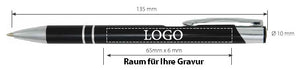 Kugelschreiber aus Vollmetall inklusive Druck Ihres Namens, Firma oder Logo. Muster gratis!