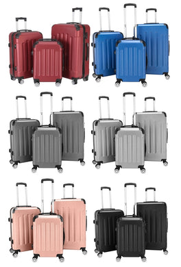 Preiswerter Sonderposten (Nur 129,- netto) : 3er Set Hartschalen Koffer Set Rollkoffer Reisekoffer Trolley Set Handgepäck 4 Rollen-Fahrwerk