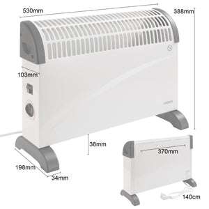 Konvektor Heizung 3 Heizstufen: 750 / 1250 / 2000 Watt