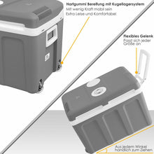 Laden Sie das Bild in den Galerie-Viewer, 40 Liter Kühlbox, mobile Kühltruhe, Mini-Kühlschrank 12 Volt / 230 Volt - Softrollen-Fahrwerk