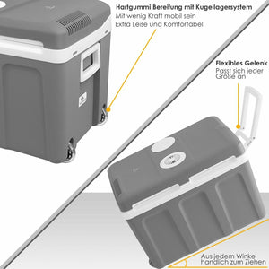 24 Liter Kühlbox, mobile Kühltruhe, Mini-Kühlschrank 12 Volt / 230 Volt - Softrollen-Fahrwerk