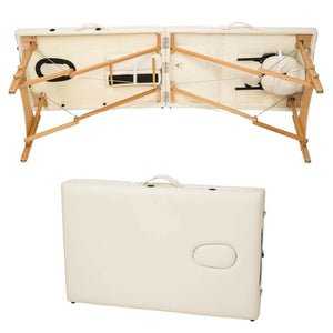 Holz-Massageliege Massagetisch Massagebank, 3 Zonen. Klappbar inkl. Tasche