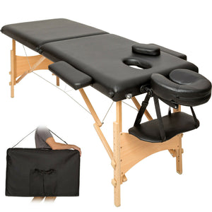 Holz-Massageliege Massagetisch Massagebank, 3 Zonen. Klappbar inkl. Tasche