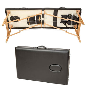 Holz-Massageliege Massagetisch Massagebank, 3 Zonen. Klappbar inkl. Tasche