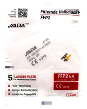 Laden Sie das Bild in den Galerie-Viewer, Atemschutzmaske FFP2 (CE0370 EN 149:2001 + A1:2009) 5-lagig, weiß.