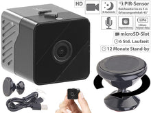 Laden Sie das Bild in den Galerie-Viewer, Mobile Mini-HD-Überwachungskamera mit Bewegungssensor, 1 Jahr Stand-by. Akkubetrieb.