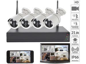 Funk-Überwachungssystem mit 4 Kameras Full-HD mit HDD-Rekorder