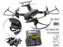 Laden Sie das Bild in den Galerie-Viewer, Video-Foto-Drohne: Faltbarer WiFi-FPV-Quadrocopter mit HD Kamera, Optical Flow, App (Quadrokopter)