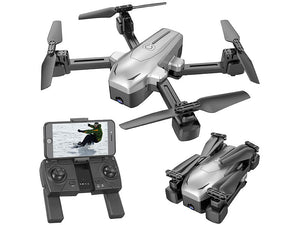 Faltbarer GPS-Quadrocopter, Video-Drohne, Foto-Drohne m. 4K-Cam. WLAN, Follow-Me, Gyroskop.