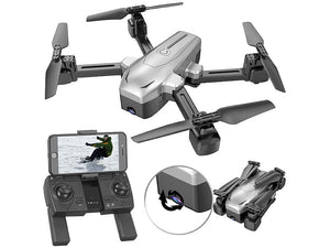 Faltbarer GPS-Quadrocopter, Video-Drohne, Foto-Drohne m. 4K-Cam. WLAN, Follow-Me, Gyroskop.