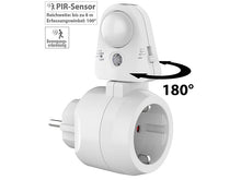 Laden Sie das Bild in den Galerie-Viewer, Schwenkbarer Bewegungsmelder Stecker: Steckdose mit PIR-Bewegungsmelder, 2.300 Watt Schalt-Leistung (Lichtsensor Steckdose)