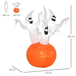 Aufblasbar Halloween Geist mit Kürbis LED 170 cm x 90 cm x 180 cm