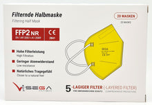 Laden Sie das Bild in den Galerie-Viewer, FFP2 Gelbe Atemschutzmasken Sondermodell 5-lagig. (CE2841 EN 149:2001 + A1:2009)
