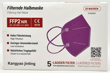 Laden Sie das Bild in den Galerie-Viewer, FFP2 Purple Atemschutzmasken Sondermodell 5-lagig. (CE2841 EN 149:2001 + A1:2009)